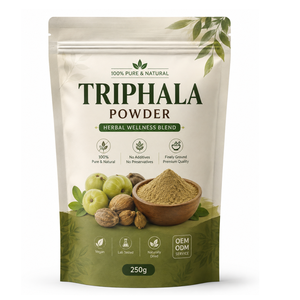 Poudre de fruits Triphala 100% pure et naturelle, marque privée, 250g, complément alimentaire à base de plantes, poudre de Triphala de qualité supérieure au meilleur prix en provenance d'Inde - Product Image 1