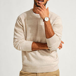 Pulls en laine tricotés chauds d'hiver pour hommes, couleur unie, personnalisables, mode automne, basiques en mélange de coton pour hommes - Product Image 3