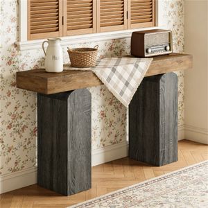 Vintage Two-Color Design <b>Console</b> <b>Table</b> Farmhouse Entrance Foyer <b>Table</b> with <b>Storage</b> Desk Features - Product Image 1