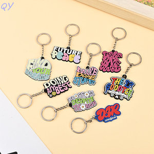QY Customized pvc cartoon soft rubber keychains American-style colorful letter three-dimensional pendants - Product Image 4