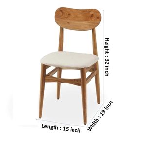 Chaise de salle à manger en bois avec siège rembourré en tissu et pieds en bois massif pour la maison, chaise de salle à manger confortable - Product Image 4