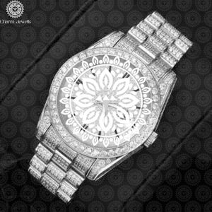 Charm Jewells Montre ronde en acier inoxydable pour hommes, 40 mm, cristal saphir, quartz, fermoir pliant de luxe à la mode - Product Image 2