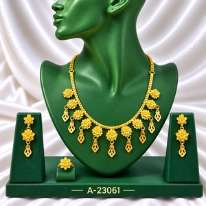 14k Gold Plated Vintage Flower <b>Necklace</b> Set with Imitation Pearl Earrings and Ring <b>for</b> <b>Women</b> Anniversary A-23047 - Product Image 3