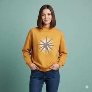 Sweat-shirt à col montant pour femme avec impression de logo personnalisé, impression par transfert thermique, mélange polyester/coton, manches longues, coupe classique - Product Image 5