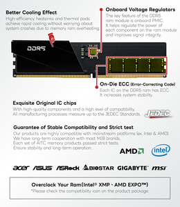 [KINGSMAN AITC] หน่วยความจำแรมเดสก์ท็อป DDR5 32GB (2x16GB) 6000MHz รองรับการโอเวอร์คล็อก พร้อมการรับประกันตลอดอายุการใช้งาน มีสินค้าในสต็อก - Product Image 3