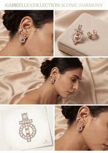 Boucles d'oreilles géométriques en or rose avec diamants, style halo, bijoux d'oreille tendance pour les fêtes et les mariages - Product Image 3