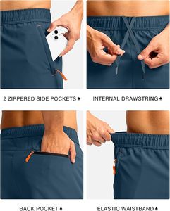 กางเกงขาสั้นกีฬาผู้ชาย น้ำหนักเบา เหมาะสำหรับออกกำลังกาย ฟิตเนส กิจกรรมกลางแจ้ง ท่องเที่ยว มีกระเป๋าซิป 3 ช่อง - Product Image 5