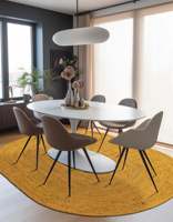 Tapis ovale jaune en jute de style vintage, tissé à la main, pour la décoration de la ferme, chambre, salle à manger, entrée