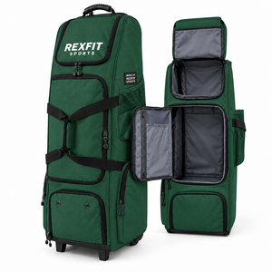 Baseball Catchers Equipment Storage <b>Travel</b> <b>Bag</b> <b>with</b> Custom Design Rolling <b>Wheels</b> Durable Zipper Compartments and Carry Handle - Product Image 2