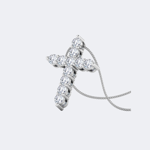 Collier pendentif croix serti de diamants taille ronde, aspect élégant, bijoux religieux, à porter au quotidien, cadeau tendance pour femmes et hommes - Product Image 5