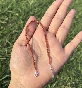 Premium Brown Goldstone <b>Beaded</b> <b>Anklet</b> 925 Sterling Silver Adjustable Fine Jewelry Gift Unisex Wholesale DIY - Product Image 2