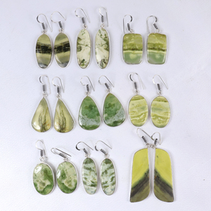 Pendientes de Jaspe Verde Natural al por Mayor, Hechos a Mano, con Piedras Preciosas, Chapados en Plata de Ley 925, Joyería de Moda al por Mayor, Estilo Boho - Product Image 4