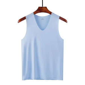 Débardeur en coton tricoté 100 % respirant à col en V pour homme, coupe ample, idéal pour le fitness et le sport - Product Image 4