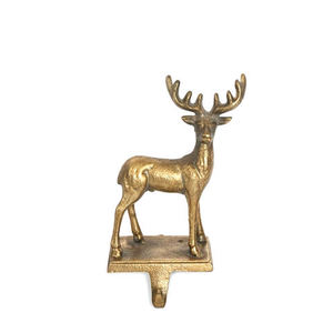 New Heavy Duty Cast Iron Reindeer <b>Stocking</b> <b>Holder</b> Black Metal Stag And Doe Christmas Fireplace Mantel Hook For Decoration - Product Image 3