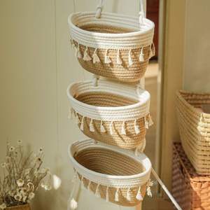 Cotton <b>Rope</b> <b>Baskets</b> Over the Door Wall Hanging Bag for Nursery Living Room Bathroom Door Storage Organizer for Decoration - Product Image 1