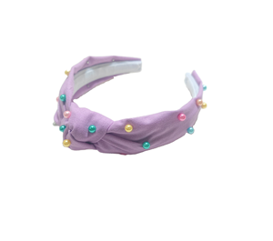 Serre-tête en lin de printemps avec perles, serre-tête en lin personnalisé brodé de sequins pour accessoires capillaires pour enfants - Product Image 2