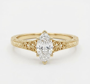 1 Ct Vintage Marquise Cut Diamond Engagement <b>Ring</b> in Yellow <b>Gold</b> Rhodium Plated IGI Certified Luxury Style for Anniversary - Product Image 5