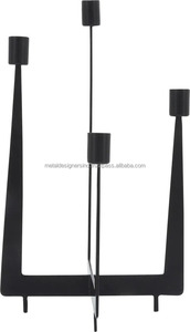 Metal <b>Black</b> 4-Piece <b>Candlestick</b> <b>Holder</b> for Home & Hotel Festive Decorative Lanterns & Candles for Living Room & Gift - Product Image 3
