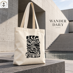 กระเป๋าผ้าแคนวาสพิมพ์ลาย Be Wild พร้อมหูหิ้วยาว |   ถุงช้อปปิ้งครีมเนื้อเนียนแบบธรรมชาติ พร้อมลายกราฟิกสีดำ สำหรับใช้พกพาในชีวิตประจำวัน - Product Image 2