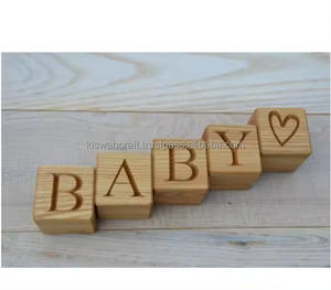 Belle tendance à la main en bois naturel Alphabet Puzzle Cubes de construction éducatifs bébé douche tapis et coussinets jouets - Product Image 4