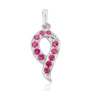 14K <b>Solid</b> White <b>Gold</b> Ruby Gemstone Gypsy <b>Pendant</b> - Product Image 1