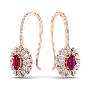 Pendientes Largos Colgantes REYES Personalizados en Oro de 14K con Rubí Rojo de 0.73 Quilates para Mujer, Certificados por IGI, Joyería de Regalo con Diamantes - Product Image 6