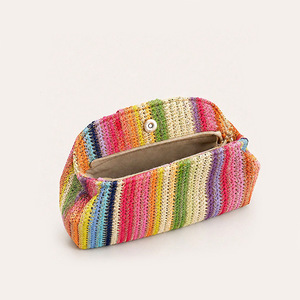Colorful Woven Evening Bag Clutch Purse Rhinestone Accent Party <b>Handbag</b> <b>for</b> Banquet <b>Wedding</b> Travel - Product Image 2