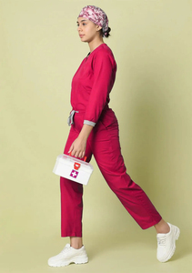 Uniformes Médicos Personalizados para Mujer, Blusa con Cuello en V, 100% Algodón, Antiarrugas, Conjunto de Spa, Traje Médico para Enfermeras - Product Image 2