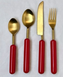 Nuevo juego de cubiertos de acero inoxidable con mango de resina, el mejor regalo, vajilla, utensilios de cocina, juego de cubiertos para bodas y fiestas. - Product Image 5