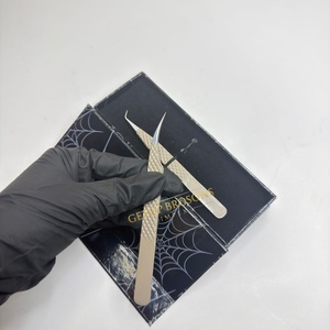 Boîtes personnalisées de haute qualité à double/simple fente avec pince à épiler en acier inoxydable à pointe isolée et prise diamantée pour cils - Product Image 1