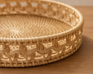Minimalist Set of 3 Round Hand Woven Rattan <b>Tray</b> for Fruits Basket Multifunction <b>Tray</b> for Home Decorations/Restaurant - Product Image 2