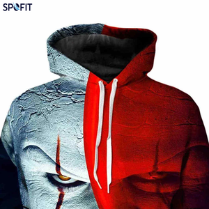 Sudadera con Capucha SPOFIT para Hombre, Diseño de Cara de Payaso Impresa en 3D, Impresión por Sublimación, Corte Regular, Informal, para Otoño - Product Image 6