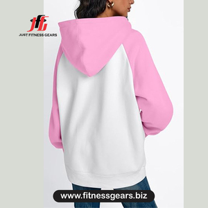 Sweat-shirt à capuche surdimensionné pour femme en molleton de coton, couleur unie, manches longues, respirant, pour l'automne - Product Image 2