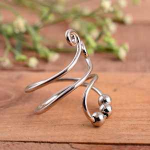 SHYAM JEWELRS Luxury 925 Sterling Silver Unisex Anxiety Spinner <b>Ring</b> <b>Adjustable</b> Fidget Movable Beads Wedding Anniversary Gift - Product Image 2