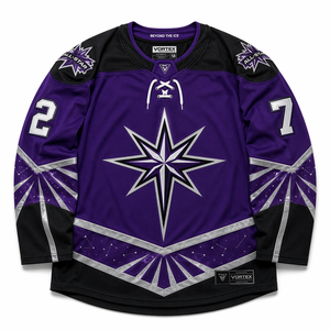 Camiseta de hockey sobre hielo personalizada para hombre, de poliéster de primera calidad, tejido Air-Knit, peso profesional, cuello con cordones, uniforme personalizado con detalles en sarga. - Product Image 5