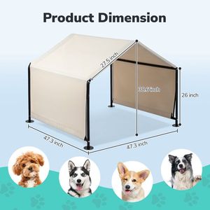 Tente pour chien blanche crémeuse 4*4*3.3FT pour animaux de compagnie de grande taille, maisons et meubles pour animaux - Product Image 3