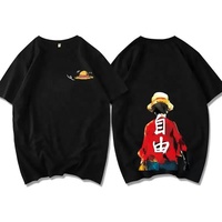 T-shirt décontracté d'été pour homme à manches courtes 100 % coton écologique, motif uni, style streetwear japonais Monkey D. Luffy