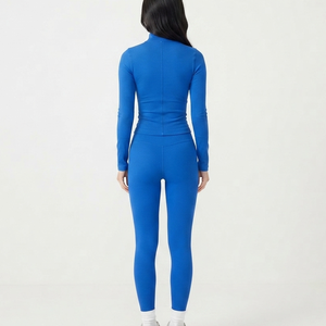 Pantalon de sport taille haute bleu uni pour femme, idéal pour la course et le yoga, Legging de gym pour femme, en vente 2026 - Product Image 6