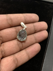 จี้รูปหยดน้ำประดับพลอยควอตซ์รูไทล์สีดำธรรมชาติ ชุบเงินคุณภาพสูง สำหรับผู้ชาย ของขวัญหมั้น ทำจากเงินเยอรมัน - Product Image 2