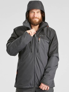 Veste matelassée noire à capuche pour homme, imperméable, fermeture éclair sur le devant, col montant, style sportif, vêtement d'hiver, couleur unie, coupe classique - Product Image 2