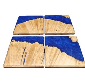 10X10 cm miroir poli 4 pouces bois et résine sous-verres pour boisson hôtel et Restaurant fournitures uniques décoration de Table sous-verres - Product Image 6