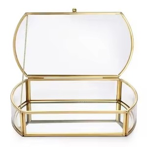 Boîte à bijoux en laiton et verre de forme personnalisée pour collection de bijoux, boîte décorative pour la maison, boîte à bijoux abordable - Product Image 6