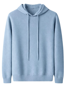 Sweat-shirt à capuche personnalisé pour homme, bleu clair, en molleton de coton, à manches longues, décontracté, avec cordon de serrage, pour l'hiver - Product Image 1