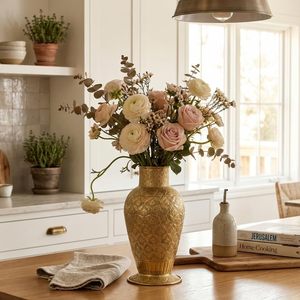 Handcrafted Pure Brass <b>Flower</b> Vase for Home Decor Hand Engraved Golden Decorative Vase for Living Room Centre Table - Product Image 3