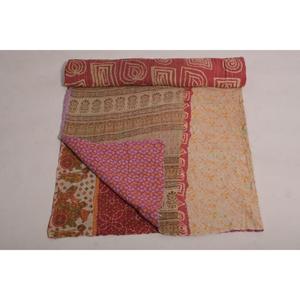 Handmade Indian Kantha <b>Quilt</b> Vintage Floral Print Cotton <b>Throw</b> Boho Eco Friendly Reversible Bedspread - Product Image 4