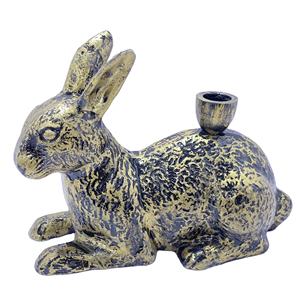 Bougeoir en aluminium en forme de lapin assis finition antique support d'éclairage décoratif le plus tendance pour la maison hôtel table utilisation - Product Image 1