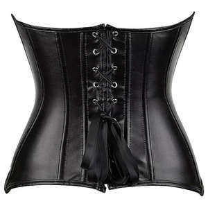 Top Trending Black <b>Pvc</b> <b>Corset</b> body Shaper Satin Under bust <b>Corset</b> With Steel Boned PU Leather Waist Cincher Sexy Mature <b>Corset</b> - Product Image 3