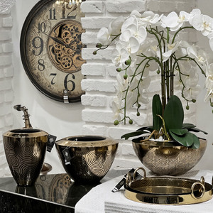 Shiny Silver Finished <b>Set</b> of <b>3</b> Floral <b>Vase</b> Great Design Round Shape Metal Flower <b>Vase</b> for Home and Wedding Decorative - Product Image 1