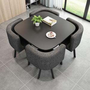 Table à manger rectangulaire en bois écologique de luxe moderne noire 4 places pour la maison, l'appartement, l'hôtel, le restaurant, contemporaine - Product Image 3
