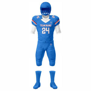 Uniforme de Fútbol Americano OEM ODM de Alta Calidad, Ligero, 100% Poliéster, Color Azul, Mangas Cortas, Camisetas Deportivas para Hombre - Product Image 1